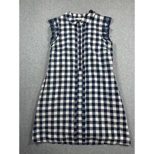 Dear Creatures Gingham Tank Shirt Dress Women's Size XS Blue White Dress